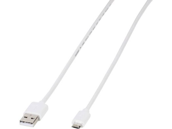 Vivanco PBMUSBVVW, 1 m, USB A, Micro-USB B, USB 2.0, Hvit