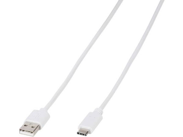 Vivanco 39452, Valkoinen, USB A, USB C, 1 m, Uros, Uros