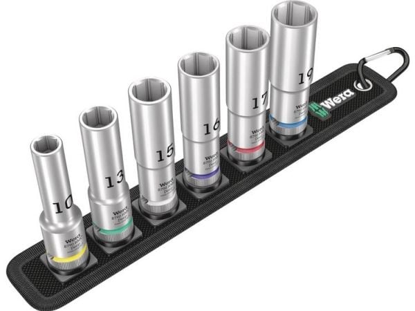 Wera 05004565001, Støpselsett, 1/2", Metrisk, 6 hoder, 10,13,15,16,17,19 mm, 290 mm
