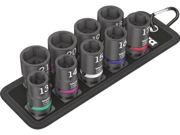 Wera 05004580001, Støpselsett, 1/2", Metrisk, 9 hoder, 13,14,15,16,17,18,19,20,21 mm, 230 mm