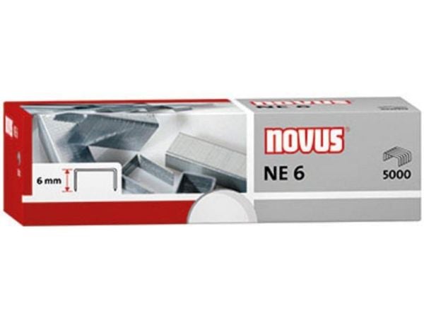 Novus NE 6, Pakke med stifter, 6 mm, Festing, 5000 stifter, Stål, Rustfritt stål