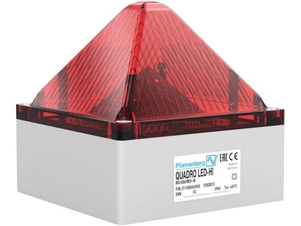 Pfannenberg Signalpære QUADRO LED HI DC RD 21108635000 Rød Rød Blitzlys, Blinklys, Konstant lys 24 V/DC
