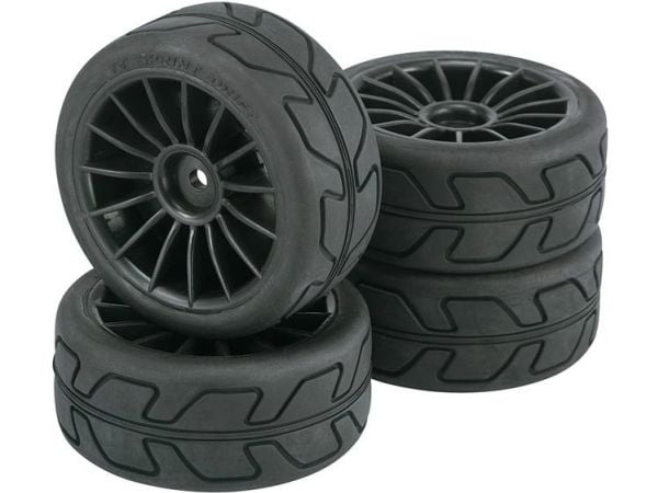 Reely 1:10 gate-modell komplett hjul Speed 15-eikers svart, 4 stk. (RE-6571848)