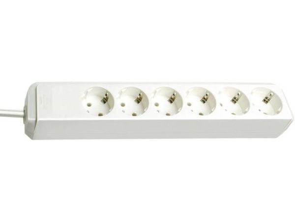 Brennenstuhl Eco-Line, 6 AC-pistorasia(a), Tyyppi H, Valkoinen, 1,5 m, 330 mm