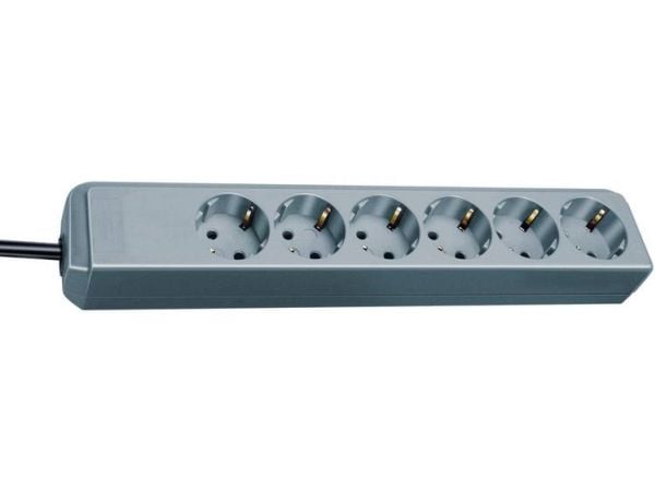 Brennenstuhl Eco-Line, 6 AC-pistorasia(a), Tyyppi H, Harmaa, Hopea, 1,5 m, 330 mm