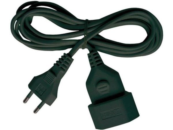 brennenstuhl H03VVH2-F 2x0.75 - Jatkojohto verkkovirralle - IEC 60906-1 (naaras) - Europlug (uros) - 5 m - litteä - musta