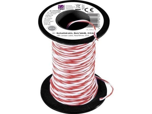 TRU COMPONENTS TC-8790020 Ristikkojohto 2 x 0,20 mm² Punainen, valkoinen 10 m