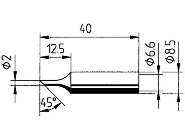 Ersa 0832FDLF Juotoskärki kulmikas Kärkikoko 2 mm Sisältö 1 kpl