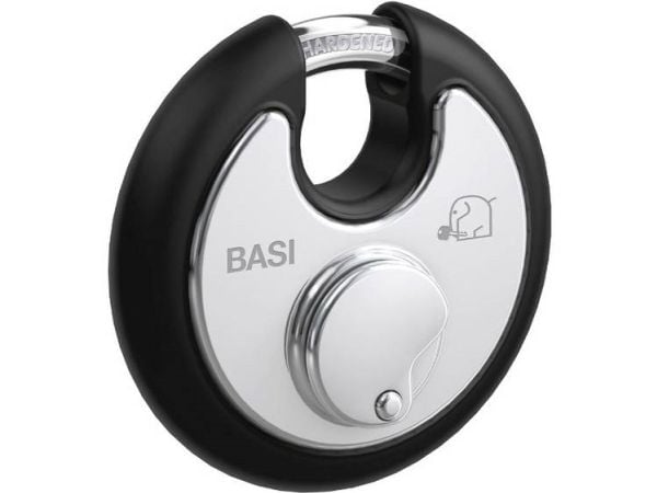 BASI 6100-7020-SCHW, Konventionellt hänglås, Tangentlås, Lika låsning, Svart, Silver, Rostfritt stål, Härdat stål