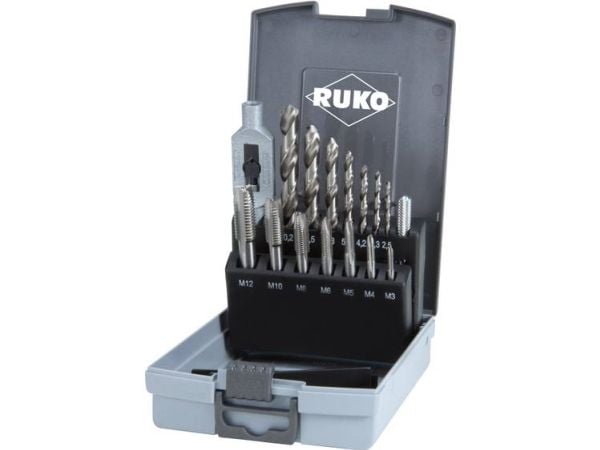 15 dalių sriegiklių ir grąžtų rinkinys RUKO M3-M12