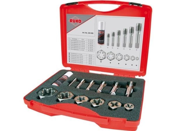 RUKO 245059 maskintapp-/gängborrsats 13 delar 1/8, 3/8, 1/2, 3/4 DIN 5157 HSS (höger)