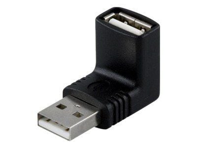 DELTACO - USB-adapteri - USB (han) til USB (hun) - 90° stikforbindelse - sortti