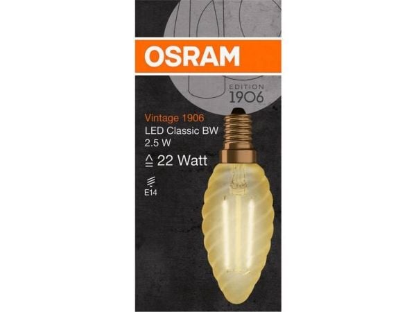 Osram Vintage 1906, 2,5 W, 22 W, E14, 220 lm, 15000 h, Lämmin valkoinen