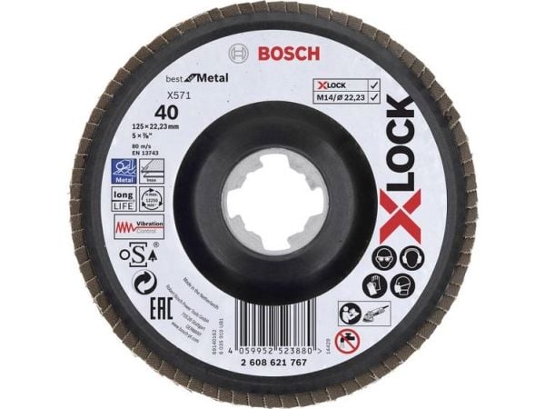 Bosch Best for Metal X571 - Klaffplate - for metall, rustfritt stål - 125 mm - X-LOCK - grovkorn: 40