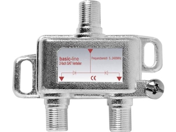 Renkforce Distributore SAT 2 vie 5 - 2200 MHz, Kabelfordeler, 5 - 2200 Mhz, Sølv, Hunstik