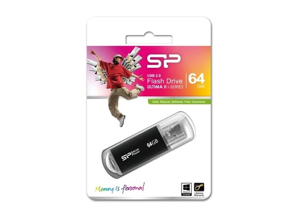 SILICON POWER Ultima II I-Series - USB-flashstasjon - 64 GB - USB 2.0 - svart