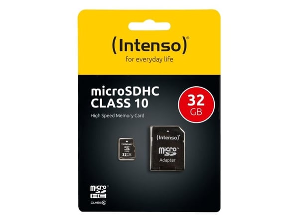Intenso Class 10 - Flashminnekort (microSDHC til SD-adapter inkludert) - 32 GB - Class 10 - microSDHC