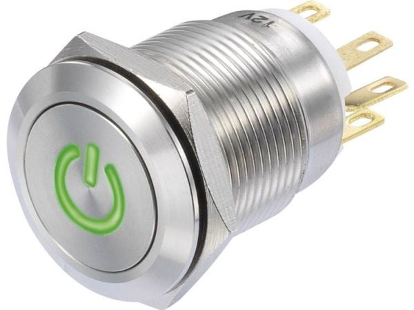 TRU COMPONENTS TC-8904680 tryckknapp LAS1-GQF-11/G 12V grön IP65