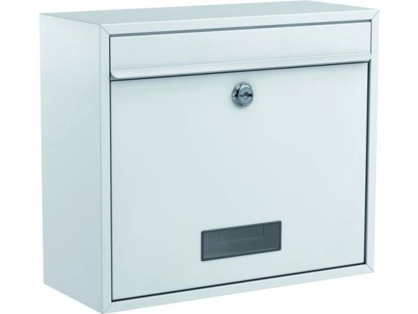 BASI BK 900, Veggmontert postkasse, Stål, Hvit, Vertikal, Nøkkel, 1 stykker
