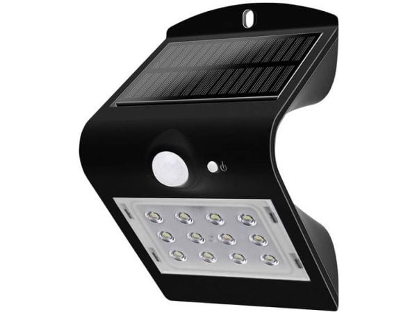 V-TAC VT-767-2 - Vegglampe - LED - 1.5 W - naturlig hvitt lys - 4000 K - soldrevet - svart