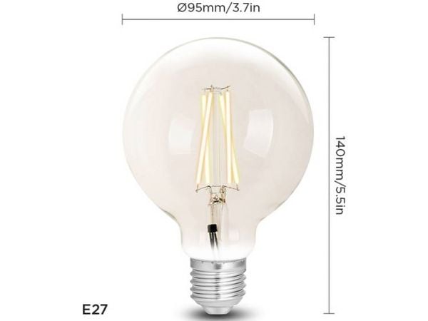 WiZ smart LED-pære Filament G95 E27 Smart Home, dimbar, 6.5W–60W