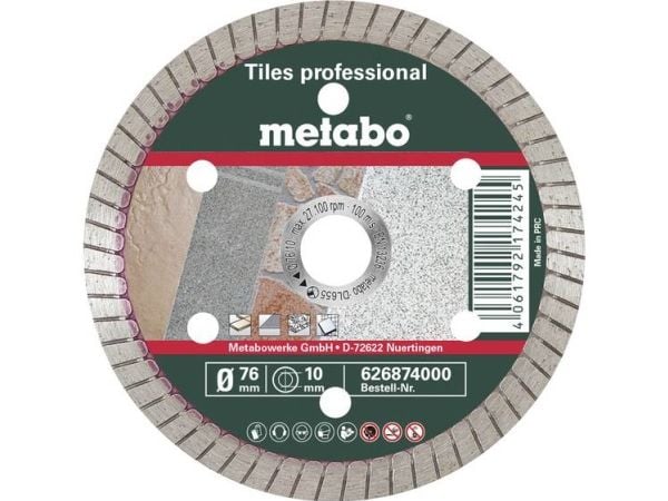 Metabo TP Professional 626874000 diamantskjæreskive 76 mm 1 stk for fliser naturstein keramikk