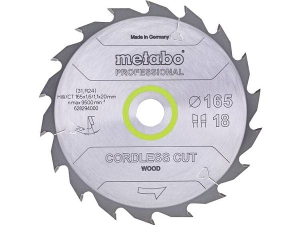 Metabo 628295000, 16,5 cm, 2 cm, 1,1 mm, 1,6 mm, 15°, 1 stykker