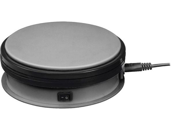 Europalms elektrisk roterende tallerken Ø 15 cm sølv - belastbar opptil 5 kg, 2,4 o/min (50701190)