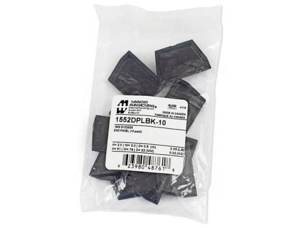 Hammond Electronics 1552DPLBK-10 endeplate ABS-plast sort (L x B x H) 51 x 76 x 23 mm 10 stk