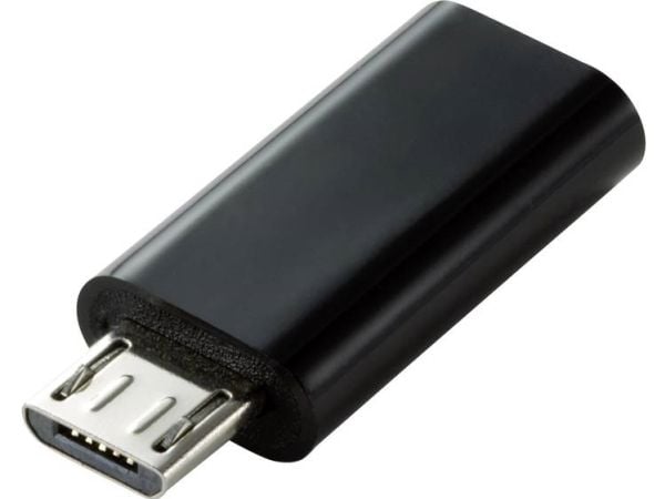 Renkforce RF-4472838, Micro USB-B, USB Type C, Musta