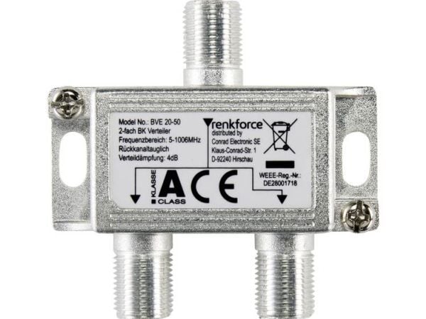 Renkforce RF-4491742, Kabelfordeler, 5 - 1006 Mhz, Sølv, 4,5 dB