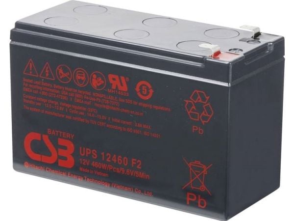 CSB Battery UPS 12460 high-rate Lyijyakku 12 V 9,6 Ah Lyijyakku (B x K x S) 151 x 99 x 65 mm Litteä pistoke 6,35 mm Huoltovapaa, alhainen itsepurka...