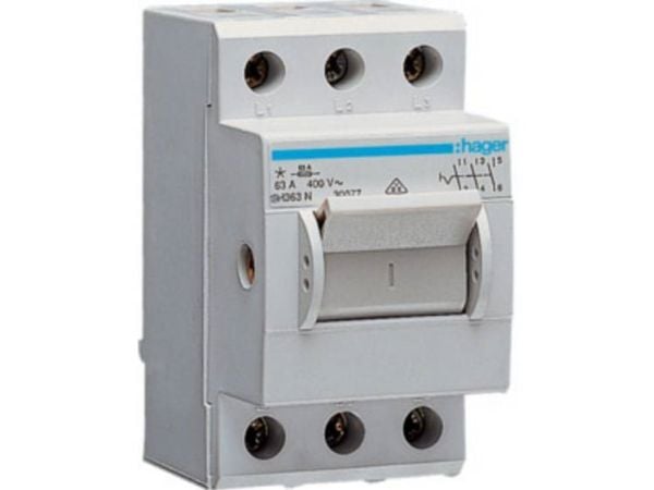Hager SH363N, 3P, Harmaa, 400 V, 50 - 60 Hz, 43,8 mm, 77 mm