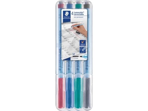 Marker Staedtler Lumocolor Correctable M Non-P 1,0 mm - med 4 stk. ass. farver