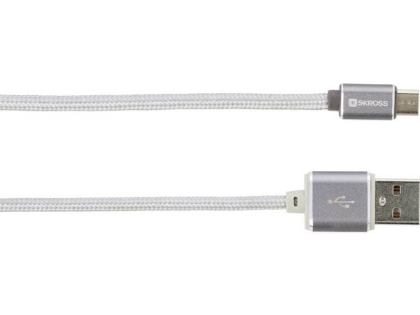 Skross 2.700240, 1 m, USB A, Micro-USB A, USB 3.2 Gen 1 (3.1 Gen 1), Hankjønn/hankjønn, Hvit