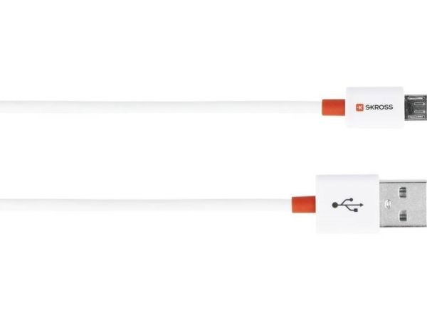Skross 2.700202-E, 1 m, Micro-USB A, USB A, USB 2.0, Valkoinen