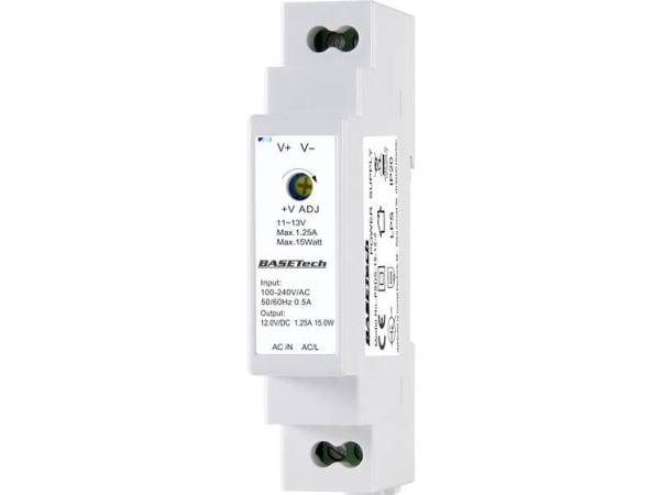 BASETech PSDS-15-12-2, PS-transformator, Hvit, Overbelastning, Plast, 100 - 240 V, 50 - 60 Hz