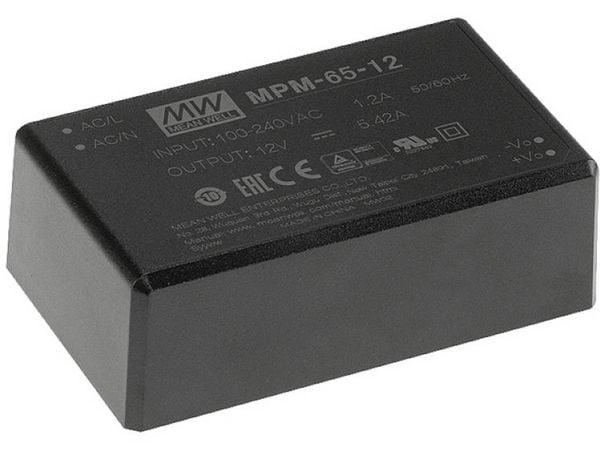 MEAN WELL MPM-65-48 Strømforsyning og spenningsomformer innendørs 65 W svart (MPM-65-48)