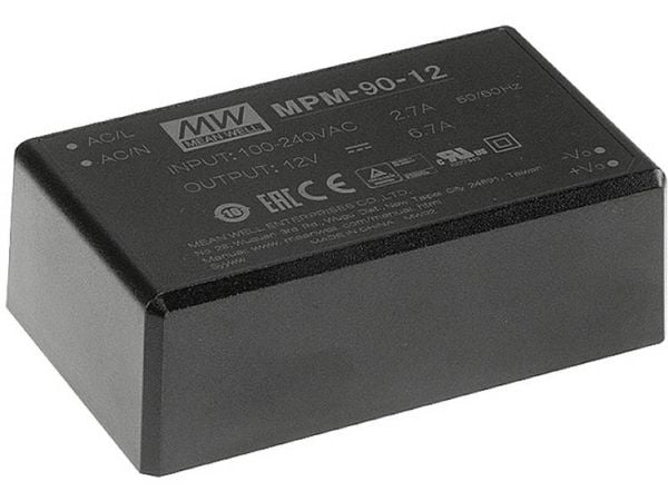 MEAN WELL MPM-90-48 Strømforsyning og spenningsomformer innendørs 90 W svart (MPM-90-48)