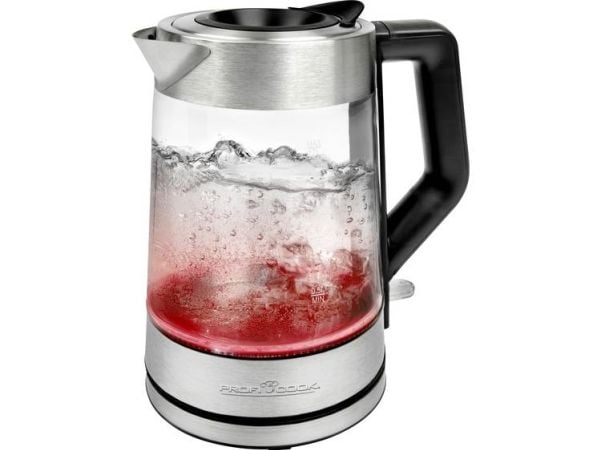 ProfiCook PC-WKS 1190 G, 1,7 L, 2200 W, Terästä, Lasi, Ruostumaton teräs, Säädettävä termostaatti, Veden tason ilmaisin