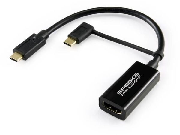 SpeaKa Professional SP-9015340, 0,15 m, USB Type-C, HDMI, Hankjønn, Hunkjønn, Rett