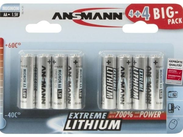 ANSMANN Extreme Lithium AA - Batteri 8 x AA typ - Li