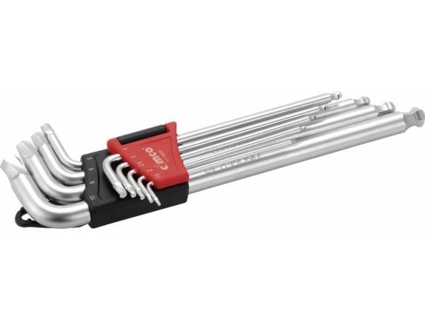 Cimco 110606, L-formet hex-nøkkelsett, Metrisk, 9 stykker, 1.5,2,2.5,3,4,5,6,8,10 mm