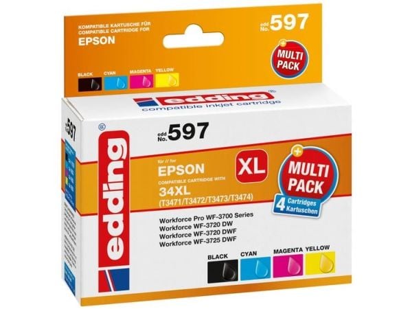Edding EDD-597, 22,4 ml, 14 ml, 1100 sider, 950 sider, 4 stykker, Enkeltpakke