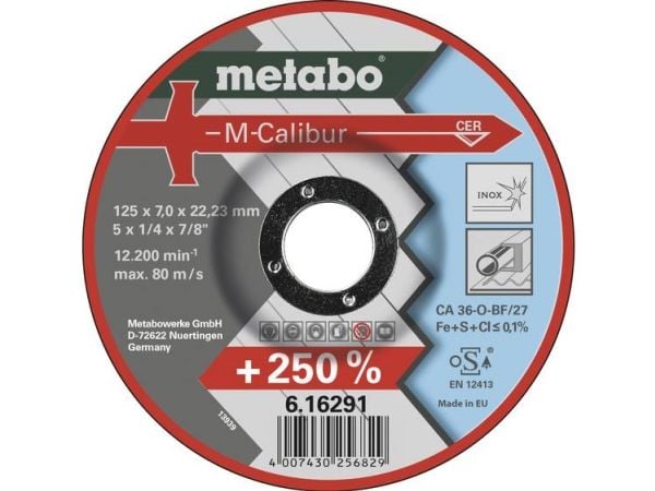 Metabo 624277000, Laikka, valurauta, Ruostumaton teräs, Terästä, 12,5 cm, Metabo, Tasainen keskiosa, 2,22 cm