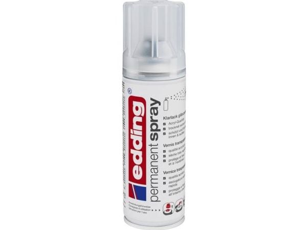 Edding permanent spray, fargeløs, sprayboks, hvit, glans, metall, tre, 200 ml