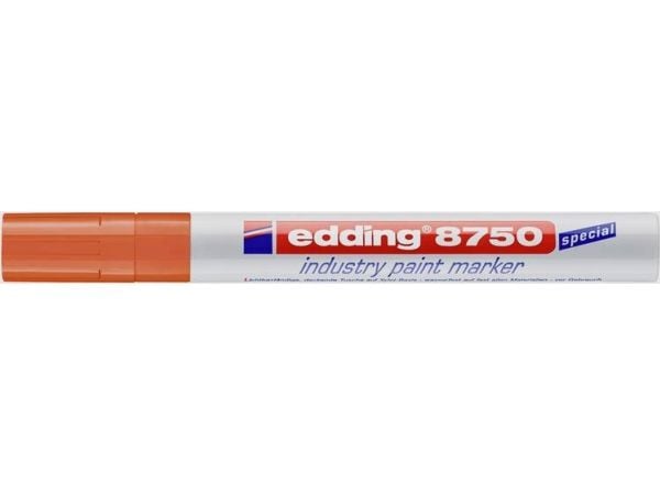 Edding 8750, Projektil spiss, Oransje, Aluminium, 2 mm, 4 mm, Glass, Metall, Plast, Gummi, Tre
