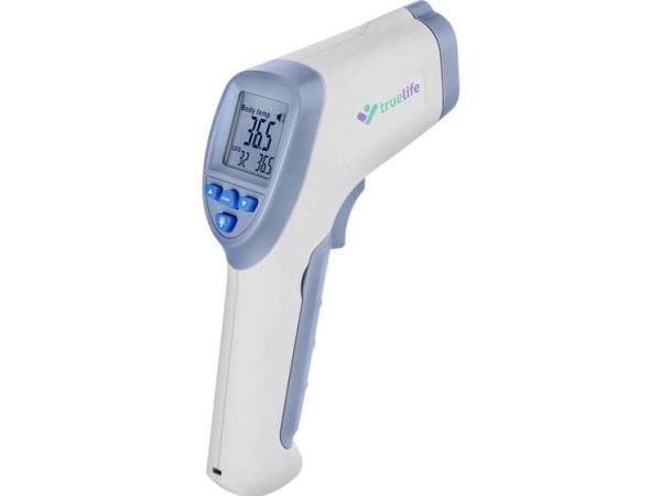 TrueLife CAREQ7BLU, Fjernmålingstermometer, Blå, Hvit, Universell, Knapper, °C,°F, 0,2 °C