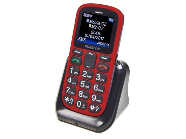 Aligator A321 Senior, Perusmalli, Kaksois-SIM, 160 x 128 pikseliä, 800 mAh, Punainen