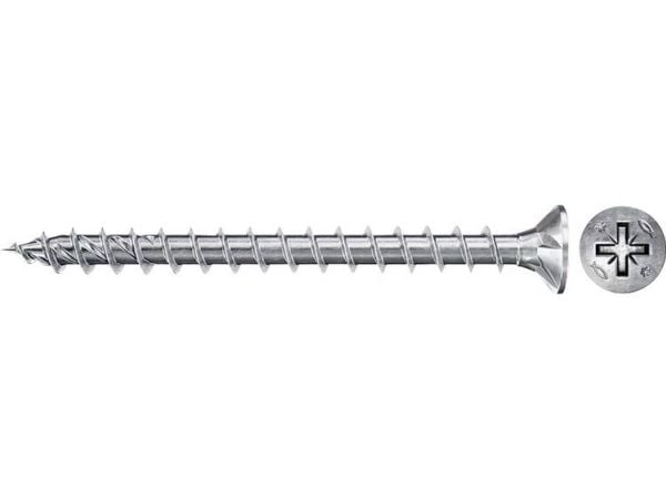 Fischer 670189, Skru, Metall, Tre, Generell nytte, Full tråd, Flathode
